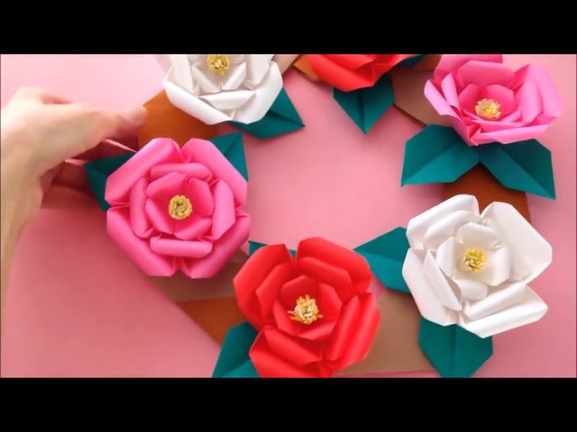 折り紙 椿の花のリース 八重 簡単な 折り方 Niceno1 Origami Camellia Flower Wreath Tutorial Tbgcobeo5oe Video Dailymotion