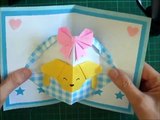 折り紙 犬のバスケット 誕生日ポップアップカード 簡単な作り方（niceno1）Origami dog in the basket Birthday Pop up card-7jLkyfAv550