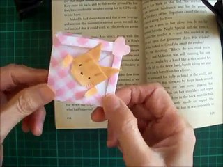 折り紙 猫のバスケット しおり 簡単な折り方（niceno1）Origami cat in the basket bookmark-QFN4GmFXB30