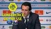 Conférence de presse Paris Saint-Germain - SM Caen (3-1) : Unai EMERY (PARIS) - Patrice GARANDE (SMC) - 2017/2018