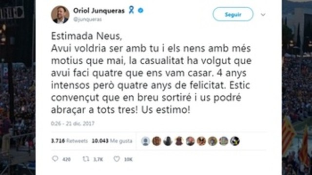 Junqueras se muestra confiado en que saldrá en breve de la cárcel