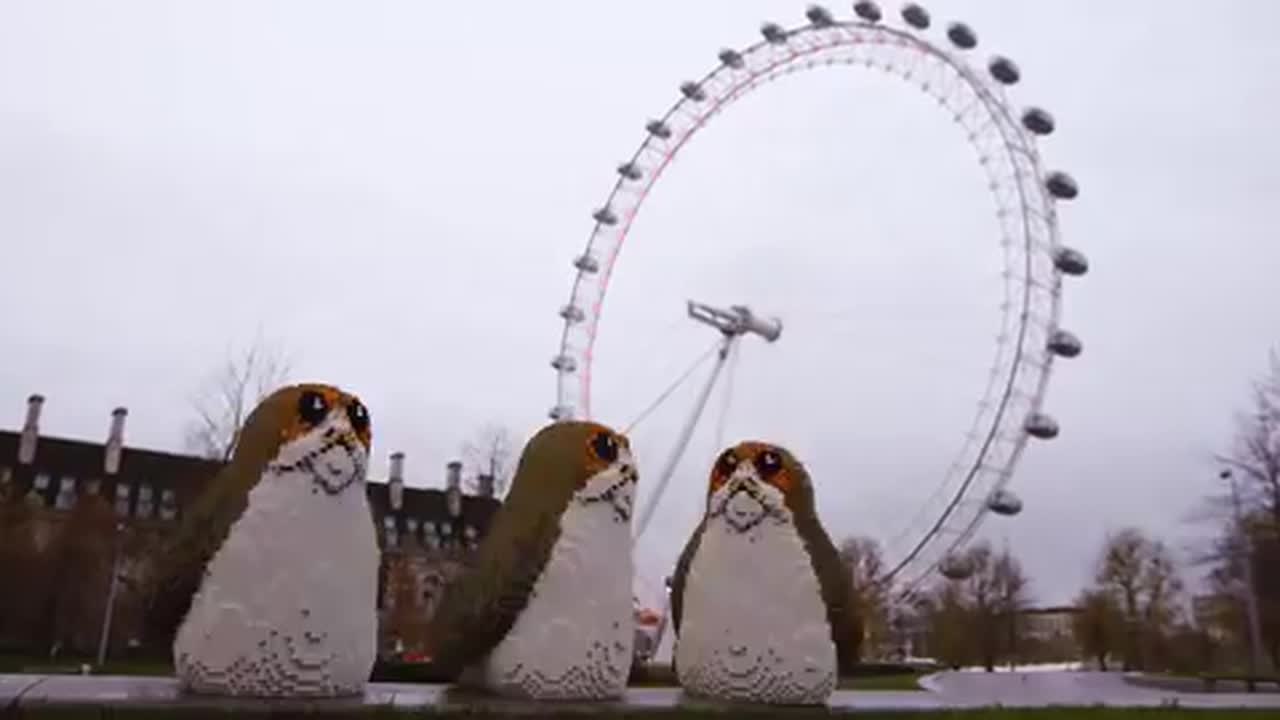 LEGO Porgs appear at locations around London to celebrate Star Wars release