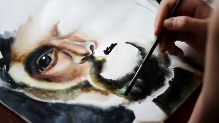 Как рисовать акварелью поэтапно для начинающих - портрет мужчины-PJMYowKxzcc
