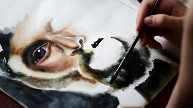 Как рисовать акварелью поэтапно для начинающих - портрет мужчины-PJMYowKxzcc