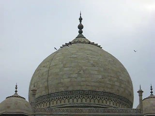 Birds around the dome of the Taj Mahal