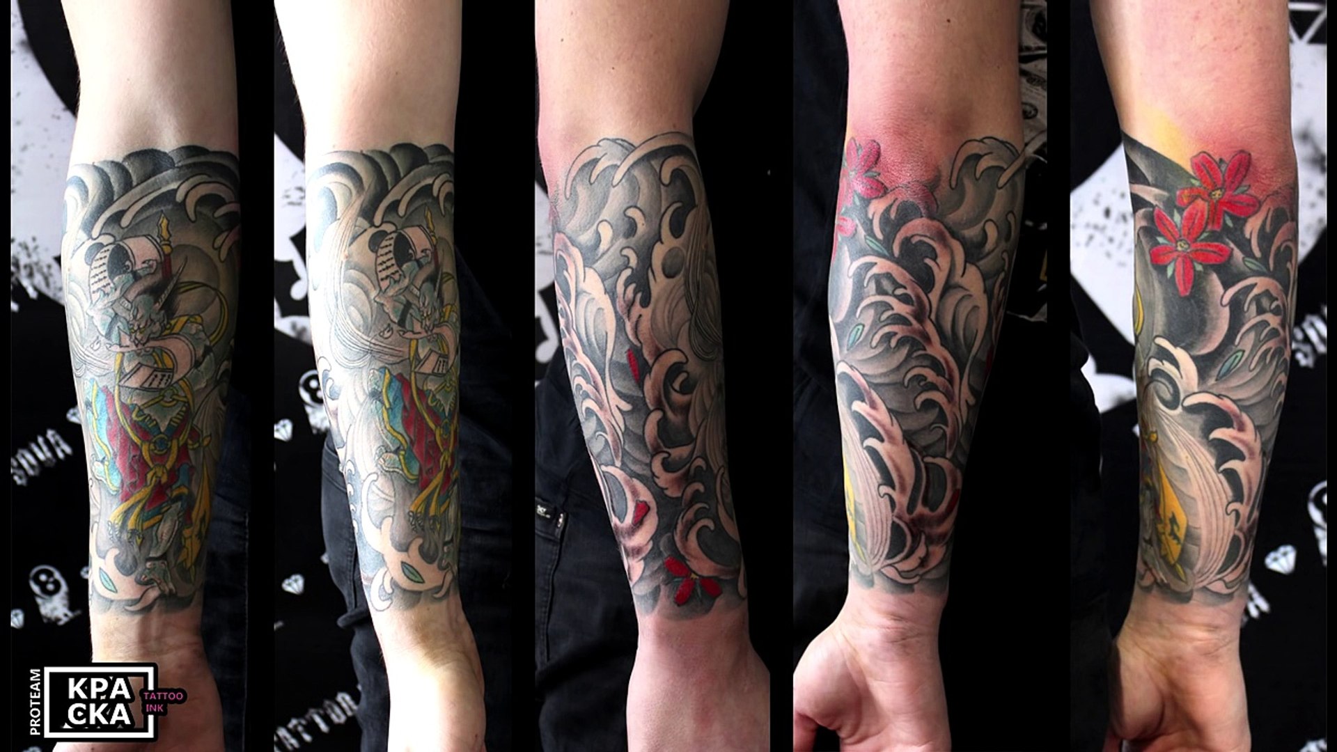 Тату Япония, полу рукав. 3 сеанс. Процесс нанесения тату.-RdMLzyKVGmk -  Video Dailymotion