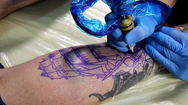 Школа тату, как делать контур. Работа на человеке. Часть 4-0Fczod6ItlI