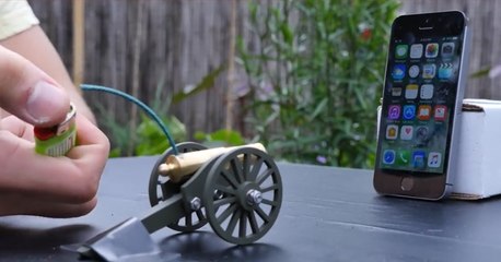 What Happens If You Shoot iPhone With Mini Cannon!