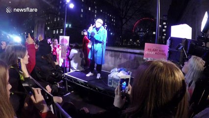 Adwoa Aboah speaks about period poverty at Free Periods protest