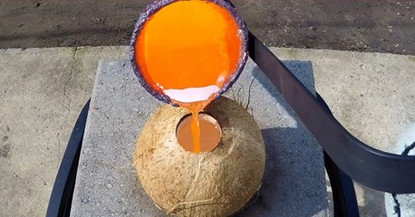 What Happens When You Pour Liquid Metal In Coconut!