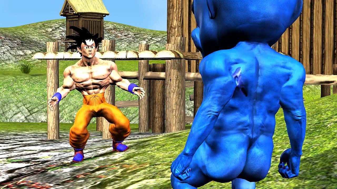 青鬼ｖｓドラゴンボールのスーパーサイヤ人ゴッド！？(３D　アニメ パロディ）