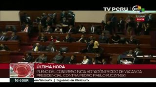 Congreso peruano rechaza moción de vacancia presidencial contra PPK