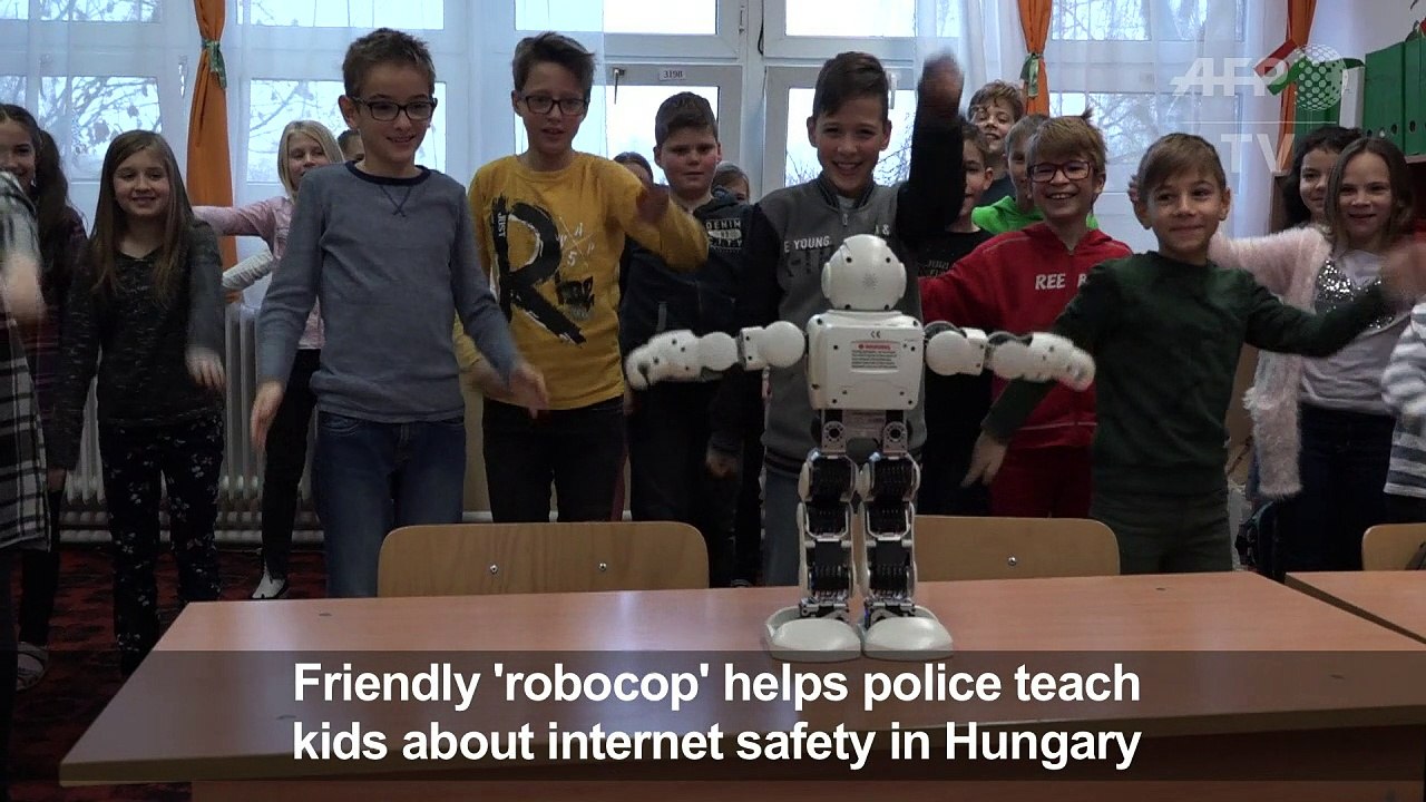Friendly 'robocop' teaches kids about web safety in Hungary