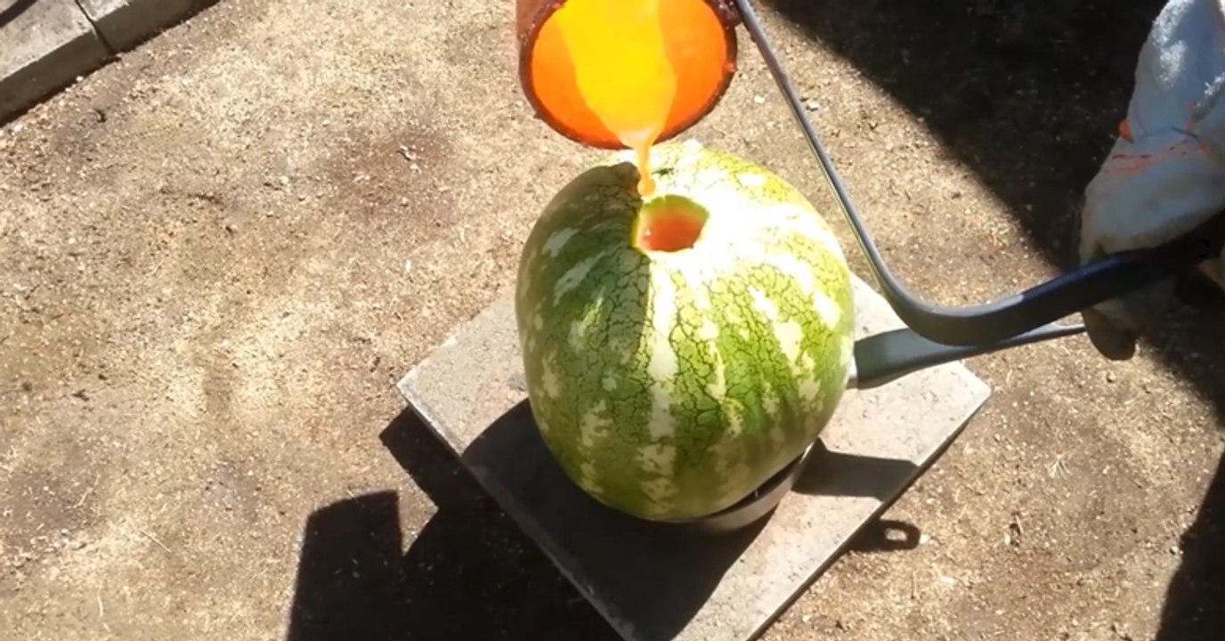 What happens When You Pour Liquid Metal In Watermelon!
