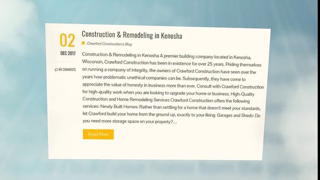 Home Construction & Remodeling, Kenosha - Crawford Construction