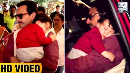 CUTE Taimur Ali Khan SLEEPING On Saif Ali Khan's Shoulder WATCH VIDEO