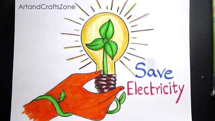 How to Draw Save Electricity _ Save Energy Drawing for Kids _  step by step-MzDIkkgcLiw