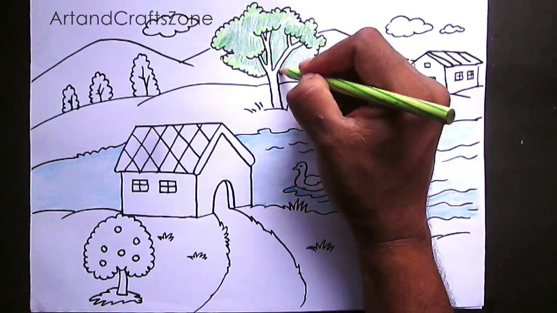 How To Draw Easy Scenery For Kids l Easy Scenery Drawing For Kids l Scenery  Drawing l Drawing Coloring Art - video Dailymotion