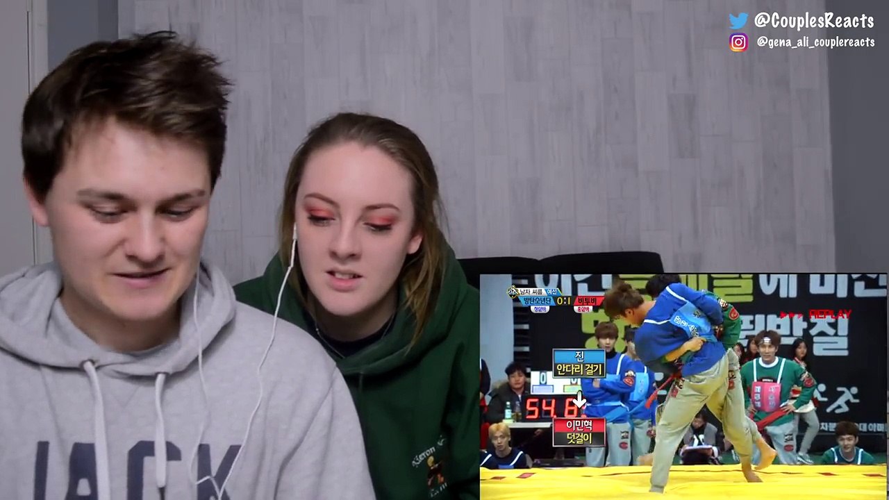 BF & GF REACT TO BTS V BTOB - Korean Wrestling  @ 2016 Idol Star Championships (BTS REACTION)--cfctCI2hzU