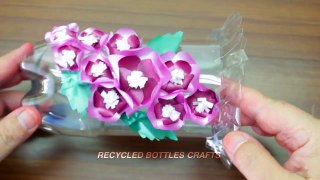 How to Make a Flower Vase with Plastic Bottle and Ribbon - Art and Craft Ideas-YFY4XOby-Fs