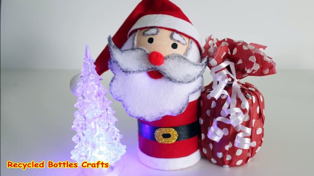 Recycled Crafts Ideas - DIY Santa Christmas Gifts _Plastic Bottles, Felt_ - Recycled Bottles Crafts-GBGTSOU8wTM