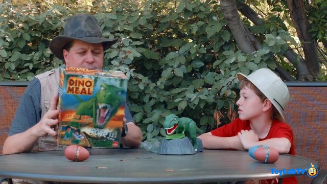 HUGE T-REX DINOSAUR Chases Park Ranger LB on Kids ATV, Fun Jurassic Adventure & Surprise Egg Toys