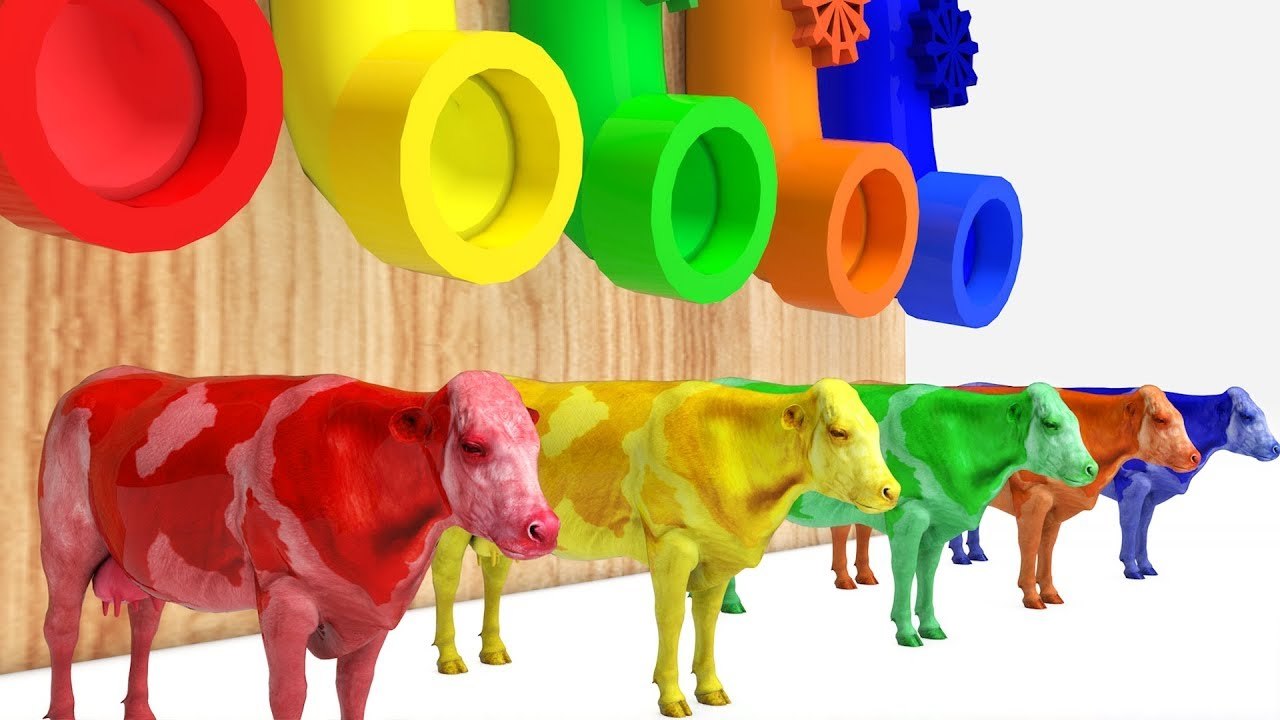 Learn Shapes & Learn Color Cow Cow W Animals Cartoon Nursery Rhymes Song for Kids