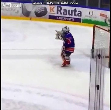 Ce gardien de hockey danse sur une musique de Noël en plein match !