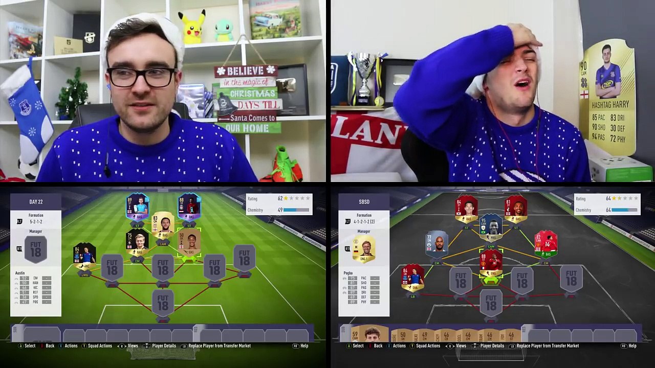 FIFA 18 SQUAD BUILDER SHOWDOWN!!! INFORM BAINES v AJ3!! Advent Calendar Day 22!! PRO v Youtuber!