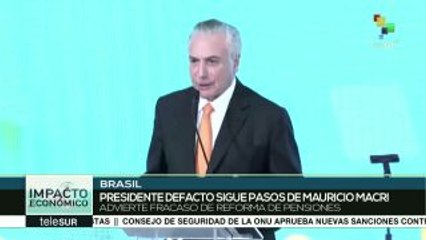Temer alaba impopular reforma previsional de Argentina