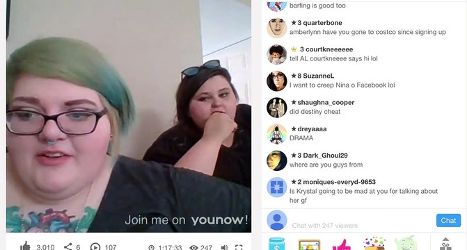 Amberlynn Reid YouNow 6/2/2017 Shit talking Krystle's GF with Becky's ex-GF