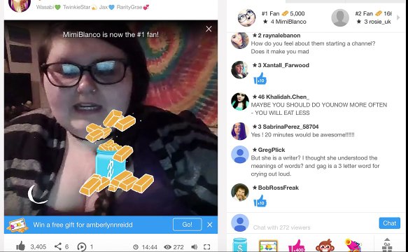 Amberlynn Reid YouNow 8/3/2017 It's not a comb-over...