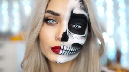 Half Skull Halloween Makeup Tutorial