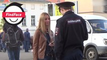 Технология распознавания лиц на примере девушки, гуляющей по одной из улиц Москвы