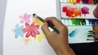 [LVL1] Watercolor Tutorial  - Painting Easy Simple Flowers-RqO9eaZkhFA