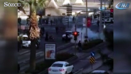 Kendini ateşe veren vatandaşa yangın söndürme tüpüyle müdahale