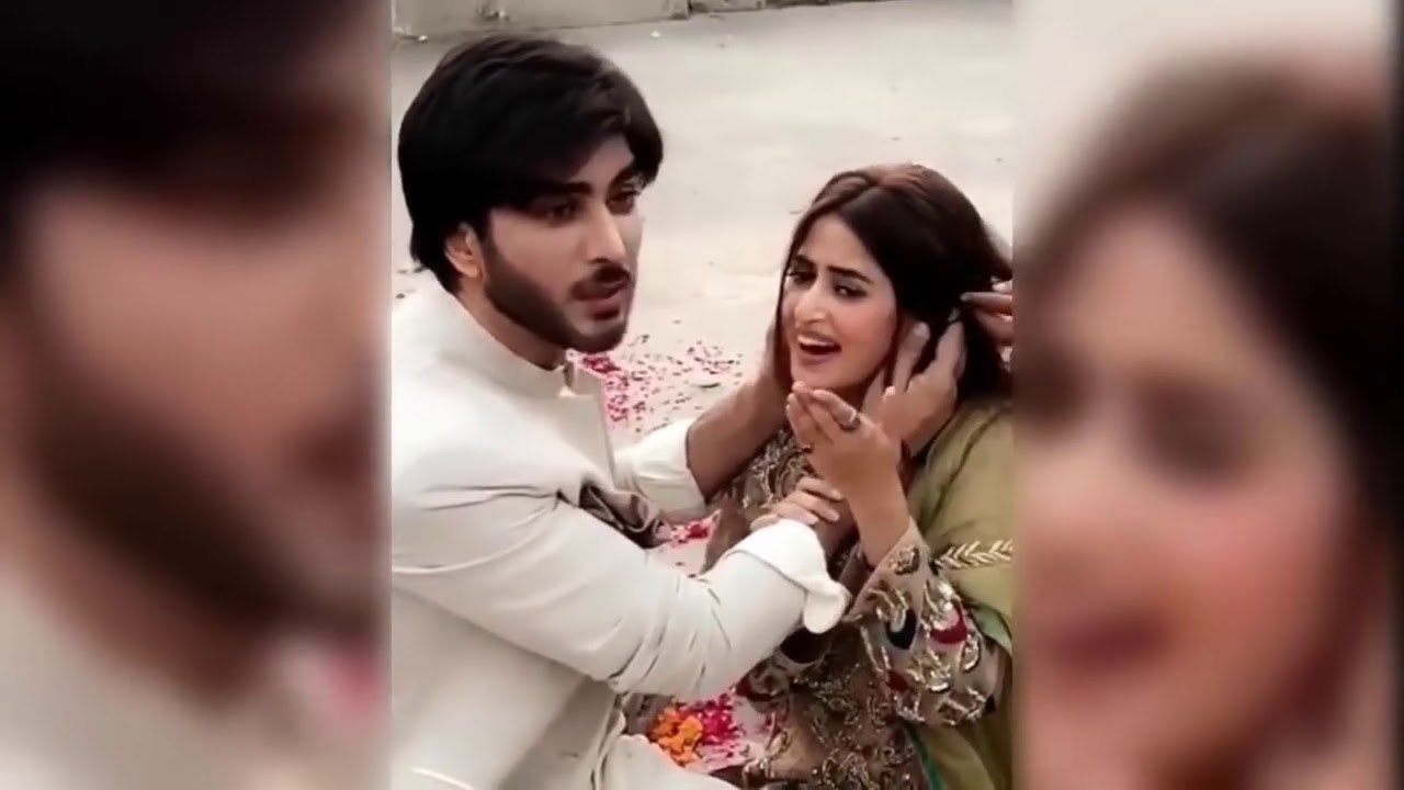 Sajal Ali and Imran Abbas try to kisses each other Before the Shooting of "Noor ul Ain" Drama