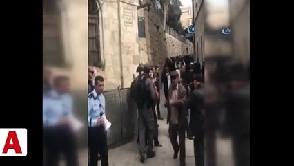 İşgalci İsrail polisi Cumhurbaşkanı Erdoğan'ın fotoğrafını görmeye tahammül edemedi