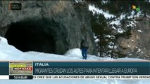 Migrantes intentan cruzar Los Alpes para internarse en Europa