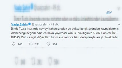 Vali Şahin : “Kokunun atıksu kolektöründen kaynaklanmış olabileceği değerlendiriliyor”