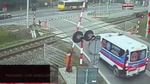 Pologne : Une ambulance bloquée au milieu d’un passage à niveau (Vidéo)