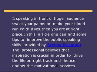 Serena Essapour | How To Become Good Public Speaker