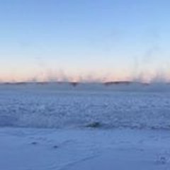 Sea Smoke Flows Over Lake Superior in Michigan
