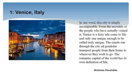 Nicholas Constable talking about Top 5 Beautiful Places
