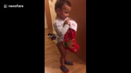 Boy cries as he finds a potato in his Christmas stocking