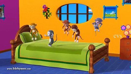 Five Little Monkeys Jumping on the bed - 3D Animation English Nursery rhyme for children