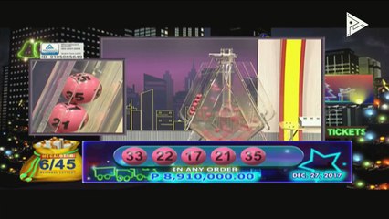 PCSO 9 PM Lotto Draw, December 27, 2017