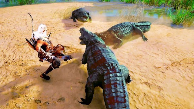 ASSASSIN'S CREED ORIGINS Bayek VS des CROCODILES Gameplay