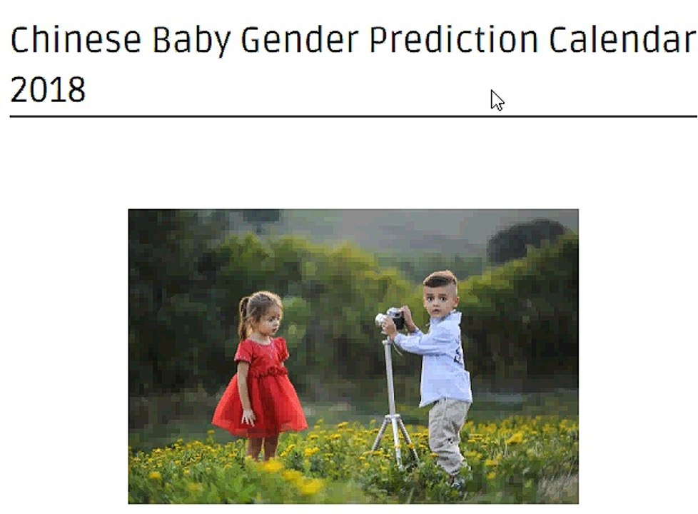 Chinese Baby Gender Prediction Calendar 2018