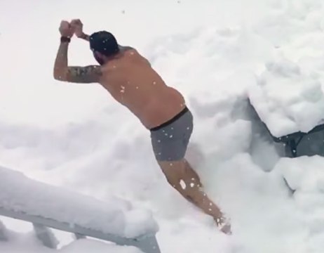 Near-Naked Erie Man Dives Into Snow Before Rushing Into Hot Tub